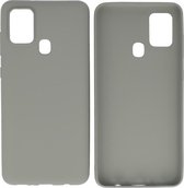 Bestcases Color Telefoonhoesje - Backcover Hoesje - Siliconen Case Back Cover voor Samsung Galaxy A21s - Grijs