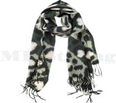 Sjaal winter shawl panterprint luipaard - wol viscose - groen