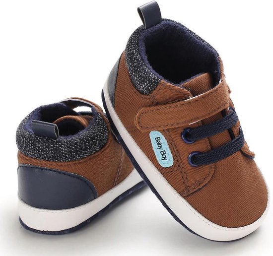 Bruine schoenen | gympen| baby jongens | antislip zachte zool | 0 tot 6  maanden | maat... | bol.com