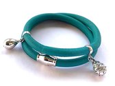 Jolla - bracelet wrap femme - argent - cuir - breloques - Basic Charm - Turquoise