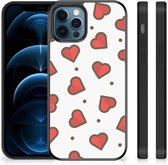 Coque transparente Super comme cadeau Sinterklaas iPhone 12 Pro | 12 (6,1 ") Housse en silicone avec coeurs noirs