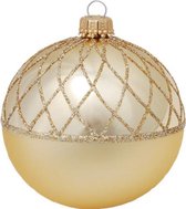 Stijlvolle Gouden Kerstballen met Chique Goud Design - set van 3 stuks - met de hand gedecoreerd