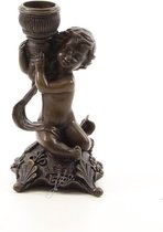 Kandelaar - Engeltje met vaas - materiaal brons - 14,1 cm hoog