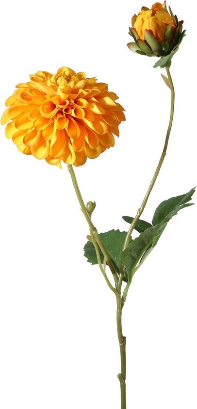 Viv! Home Luxuries Dahlia - zijden bloem - geel - 69cm