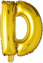 letter Ballon D 32inch, 80cm zilver en goud kleurig Kindercrea
