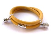 Jolla - bracelet wrap femme - argent - cuir - breloques - Basic Charm - Jaune