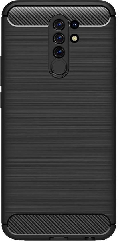Shop4 - Xiaomi Redmi 9 Hoesje - Zachte Back Case Brushed Carbon Zwart