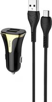HOCO Z31 Universe - Quick Charger Auto-oplader - QC 3.0 18W 3.4A Autolader + Micro-USB kabel - Voor Samsung, Huawei, Android, etc. - Zwart