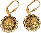 Zeeland Girl - Boucles d'oreilles pendantes des boucles d'oreilles bouton zélandaises convexes classiques avec œillets et crochets pliants, dorées d'une véritable couche d'or