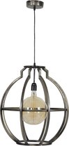 Vintage ijzeren hanglamp 150 cm oud zilverkleurig