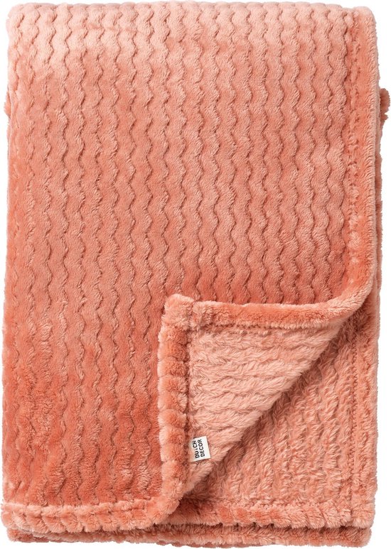 Dutch Decor - MARA - Plaid 150x200 cm - superzachte deken met zigzagpatroon - Muted Clay - roze