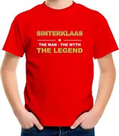 Sinterklaas t-shirt / the man / the myth / the legend rood voor kinderen - Sinterklaaskleding / Sint outfit 122/128