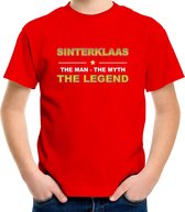 Sinterklaas t-shirt / the man / the myth / the legend rood voor kinderen - Sinterklaaskleding / Sint outfit 7-8 jaar (122/128)