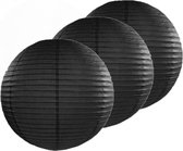 6x stuks luxe bol lampionnen zwart 50 cm diameter - Feestartikelen/versiering