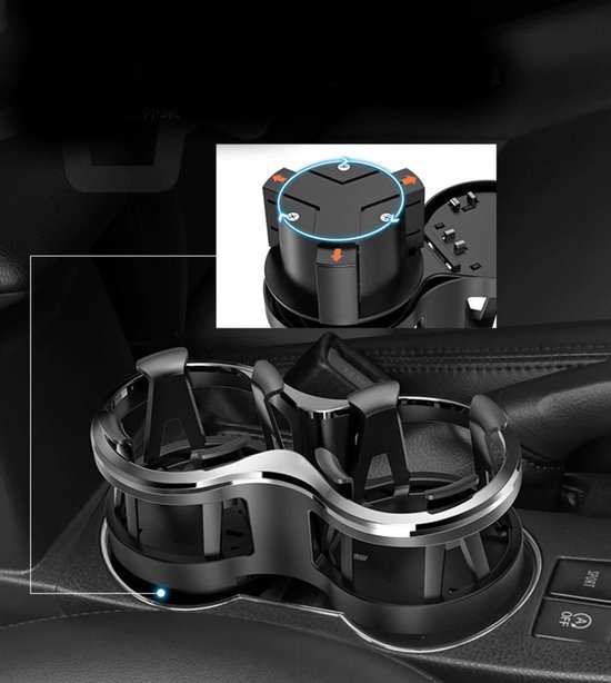 WANGCL 2-in-1 autobekerhouder en uitbreider 360 graden draaiende autobekerorganizer bevestiging verstelbare en uitschuifbare bekerhouderstandaard voor auto