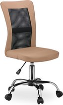 Relaxdays bureaustoel zonder armleuning - ergonomische computerstoel - verstelbaar - stoel - bruin