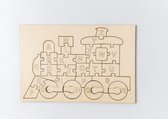 Houten alfabet puzzel / Houten puzzel met vorm als Locomotief / Locomotief puzzel / Alfabet puzzel