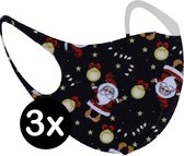 Mondkapje Wasbaar Kerst Mondmasker Mondkapjes Niet Medisch Zwart - 3x