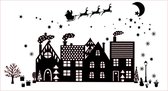 Raam sticker Kerst tafereel / Kerststicker / Christmas scene kleur zwart afmeting herbruikbaar (statische ) raam decoratie