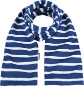Bretonse streep sjaal Royalblue met witte strepen 20x160cm Royale uitvoering