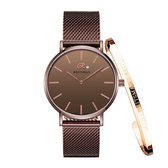 Horloge Reitsman 2838MCME Cadeauset - Gespiegeld Mokka - Zwitsers uurwerk - Saffierglas - Diamant - 5 ATM