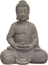 Boeddha Lotus Groot 34x26x48cm - Boeddha Beeld - Grijs