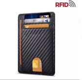 Carbon Leer Creditcardhouder | RFID Card Protector | 6 Pasjes | Zwart-Card Protector | Pasjeshouder