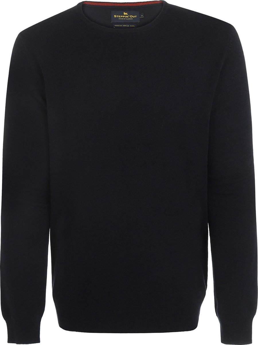 Steppin' Out Mannen Trui Merino wol ronde hals Blauw Merino Wol Maat: M