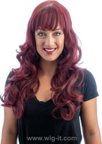 Pruik 1021 Wig-it, aubergine, lang met krul zonder pony