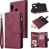 Luxe Telefoonhoesje voor Samsung Galaxy A20e | Hoogwaardig Leren Bookcase | Lederen Wallet Case | Luxe Uitstraling | Pasjeshouder 6 stuks | Portemonnee | Rits | Rood