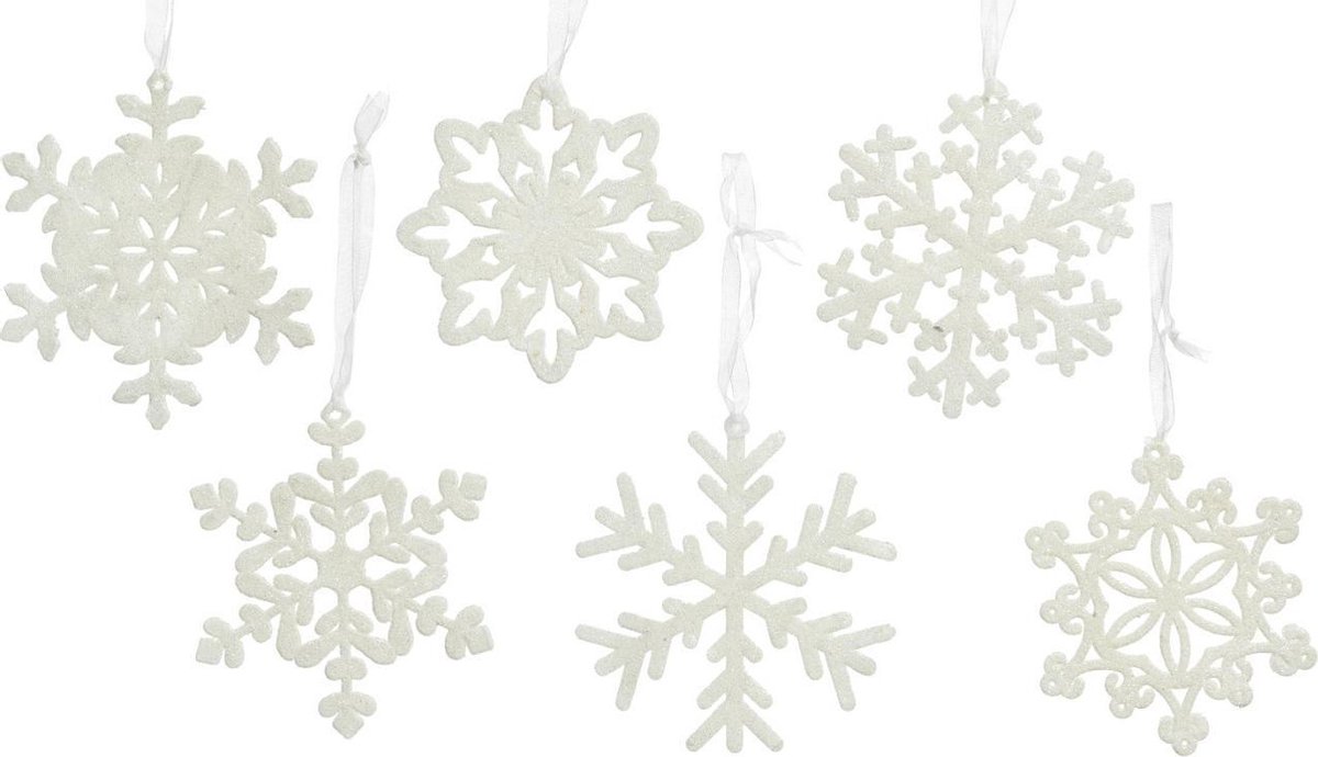 10 stuks! Sneeuwvlok plastic hang d10 cm winterwit Kerst Decoris