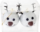 Rendierkerstbal Ledneus set2 Zilver | d8xh12in | PVC box | incl 6 ag13 batt