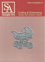 Simple Art snij en embossingmal met als thema baby snijmal kinderwagen