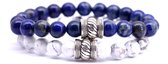 FortunaBeads - Bali Set – Lapis Lazuli x Wit Howliet – Heren – Armband - 20cm