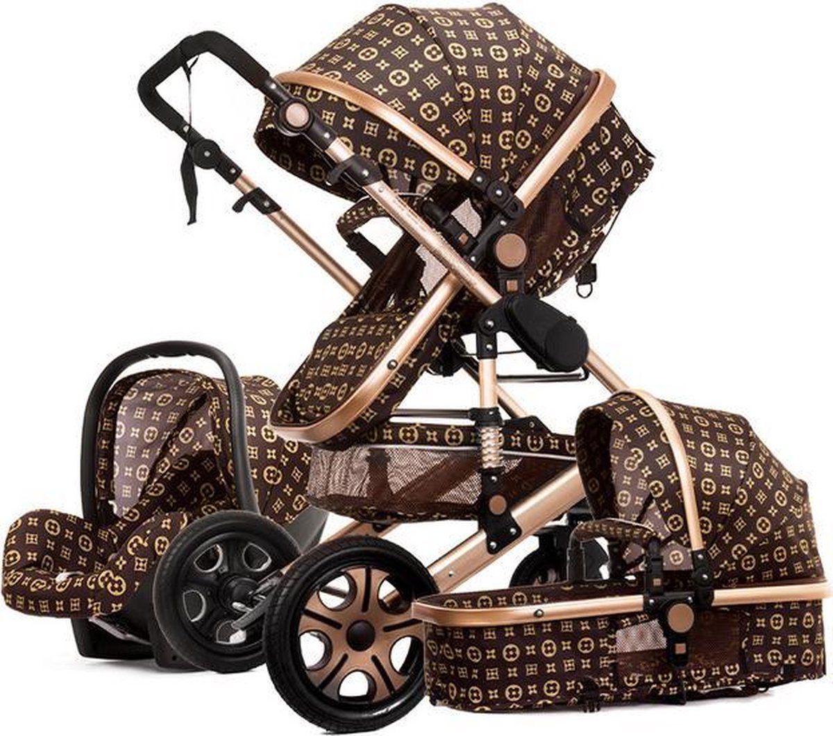scannen loterij hoek Baby Pro Max® Luxe Baby Buggy 3 in 1 | Baby Wagen | Kinderwagen met stoel  en wieg |... | bol.com