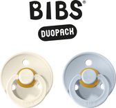BIBS Fopspeen - Maat 2 (6-18 maanden) DUOPACK - Ivory & Baby Blue - BIBS tutjes - BIBS sucettes