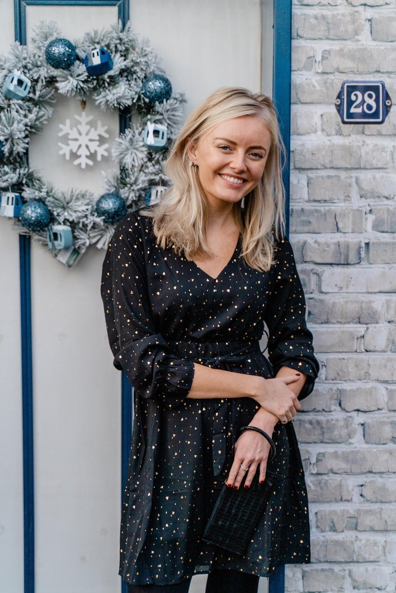 Jurk Zwart met Goud Feestdagen Kerstmis Large bol