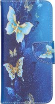 Hoesje Met Pasjeshouder Geschikt voor Huawei P Smart (2020) - Design Softcase Bookcase (Binfen) smartphone - Meerkleurig / Blue Butterfly