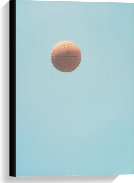 Canvas  - Basketbal in de Lucht - 40x60cm Foto op Canvas Schilderij (Wanddecoratie op Canvas)