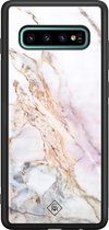 Samsung S10 Plus hoesje glass - Parelmoer marmer | Samsung Galaxy S10+ case | Hardcase backcover zwart