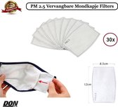 DONLINE - Vervangbare Mondkap Filters - ( 30 Stuks ) - PM 2.5 - 5 Laagse filters - Wegwerp -  50 - 60 uur gebruik - 30-Pack