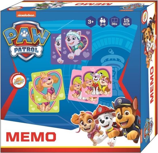 Thumbnail van een extra afbeelding van het spel Nickelodeon Memoryspel Paw Patrol Hartjes Junior 36-delig
