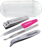 Tweezerman Mini nagelset - RVS - Manicureset met Nagelvijl, Nagelknipper, Bokkenpoot en Nagelriemknipper - Roze