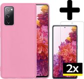 Samsung S20 FE Hoesje Cover met 2x Screenprotector - Licht Roze