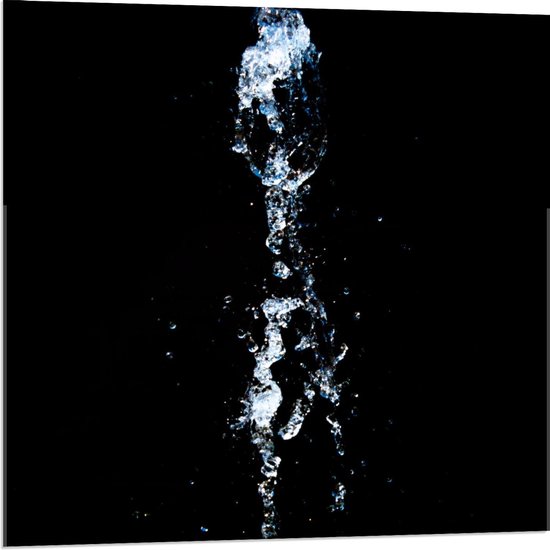 Acrylglas - Zwarte Achtergrond met Vallend Water - 80x80cm Foto op Acrylglas (Met Ophangsysteem)