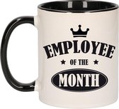 1x stuks collega cadeau mok / beker employee of the month/ werknemer van de maand - zwart - personeel cadeau