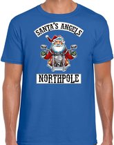 Fout Kerstshirt / Kerst t-shirt Santas angels Northpole blauw voor heren - Kerstkleding / Christmas outfit S