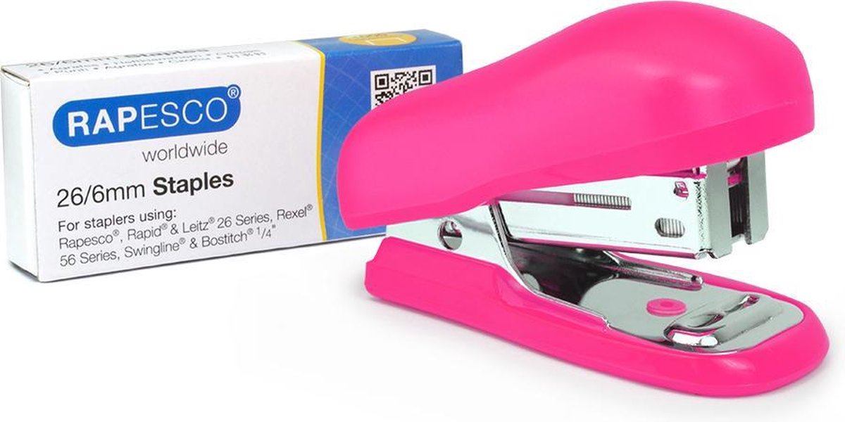Rapesco Bug mini nietmachine met ingebouwde ontnieter - roze