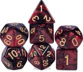 Blazium - DnD dice set - Inclusief velvet bewaarzakje - Red & Black - Dungeons and Dragons dobbelstenen