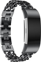 Bandje Voor Fitbit Charge 3 & 4 Cowboy Stalen Schakel Band - Zwart - One Size - Horlogebandje, Armband